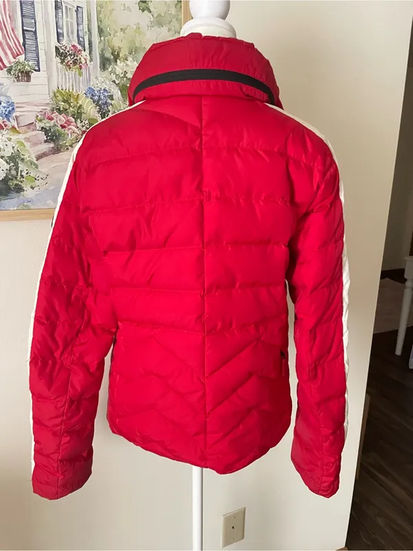 BOGNER FIRE + ICE Down Puffer Ski Jacket Red White Stripe Medium US 8 - Image 14