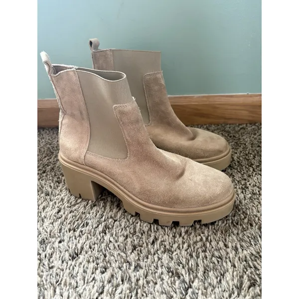 António De Faria Tara Suede Chelsea Ankle Boots Beige Women's US 8 EU 39 - Image 3