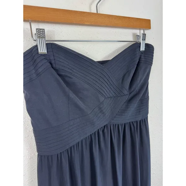 Kimchi Blue Womens Strapless Sweetheart Maxi Dress Gray Pleated Bodice Large - Image 3