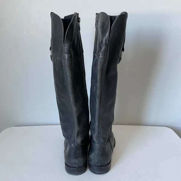 Frye Jamie Ring Tall Distressed Black Leather Riding Boots Size Women's 9 - Image 5