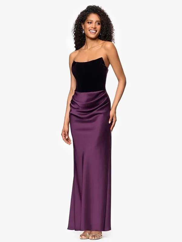 NWT Betsy & Adam Velvet Satin Plum Gown Dress Size 12 - Image 4