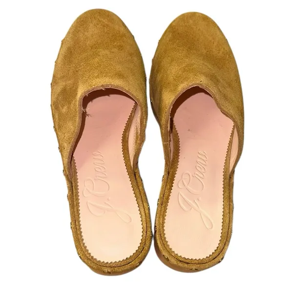 J Crew Dakota Clogs 6.5 Burnished Pecan Suede‎ Wooden Heel Slip On Mules - Image 6