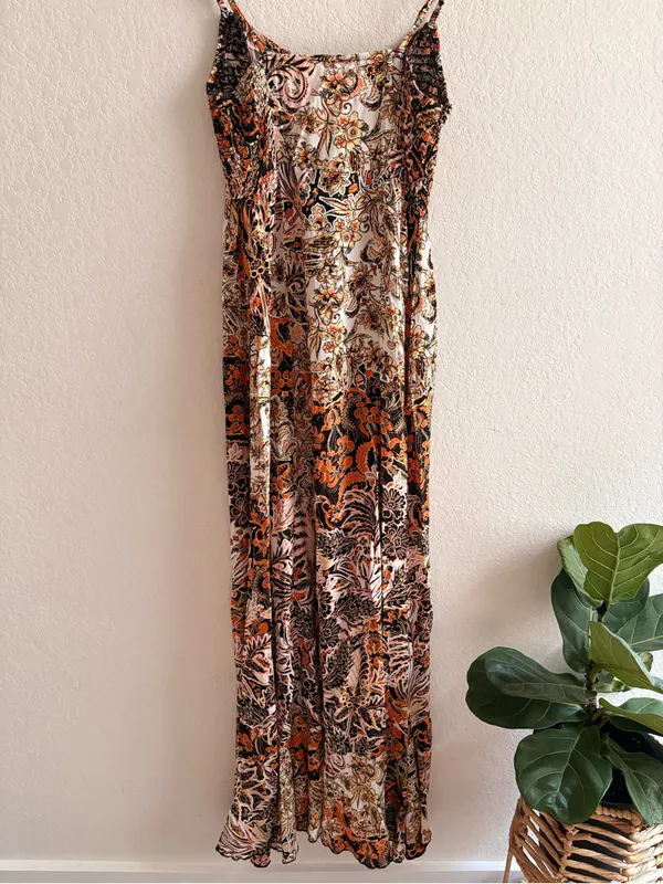 Free People Intimately Forever Yours Dress Floral Paisley Smocked Maxi Dress XS - Image 5