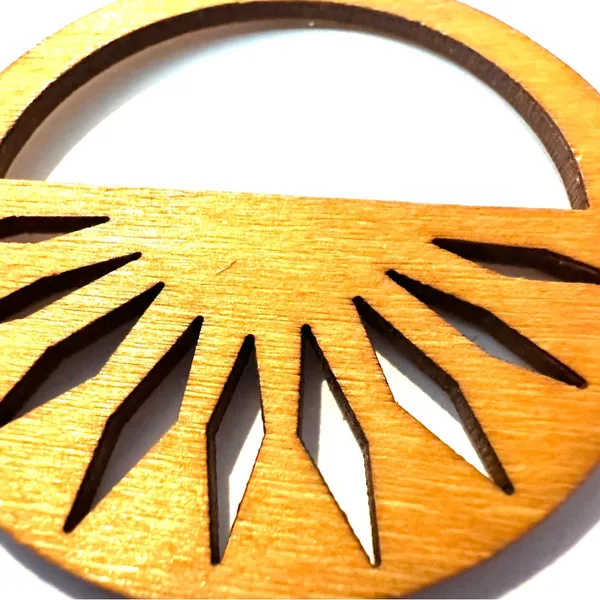 Artisan Wooden Sunrise Earrings - Image 3