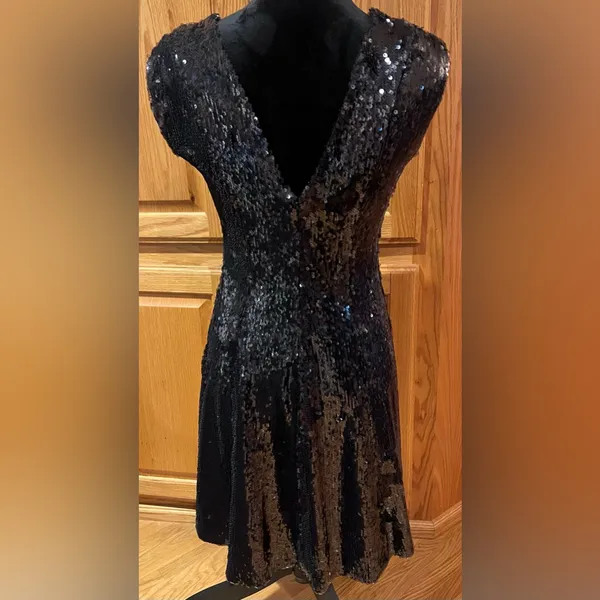 Dress the Population Marilyn Sequin Sleeveless V-Neck Mini Dress Black Sz Large‎ - Image 11
