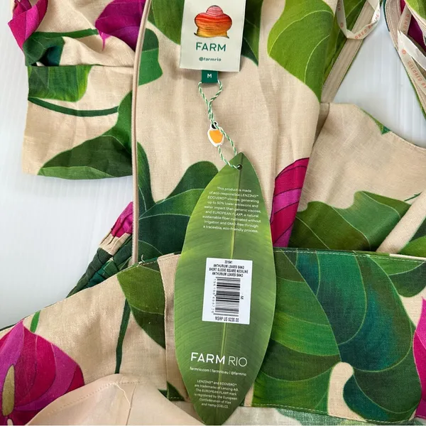 Farm Rio NWT Anthurium Leaves Dress Sand, M - Image 15