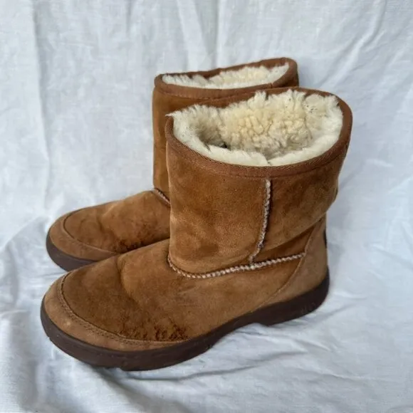 Ugg Australia Tan Brown Chestunt Genuine Leather Short Boots Women's‎ Size 5 - Image 3