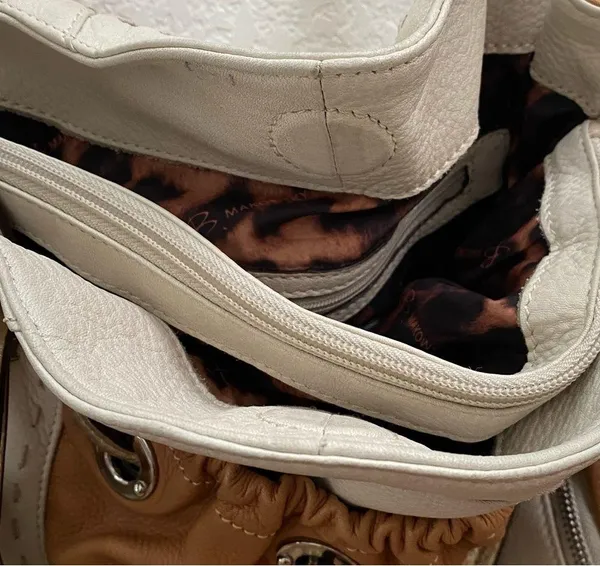 B. MAKOWSKY Tan Beige Gold Leather Slouchy Double Handle Shoulder Bag - Image 12