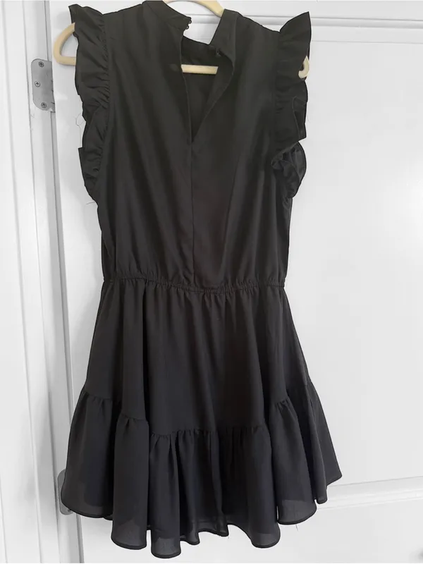 TCEC Black Ruffle Sleeve Tiered Mini Dress Size M - Image 3