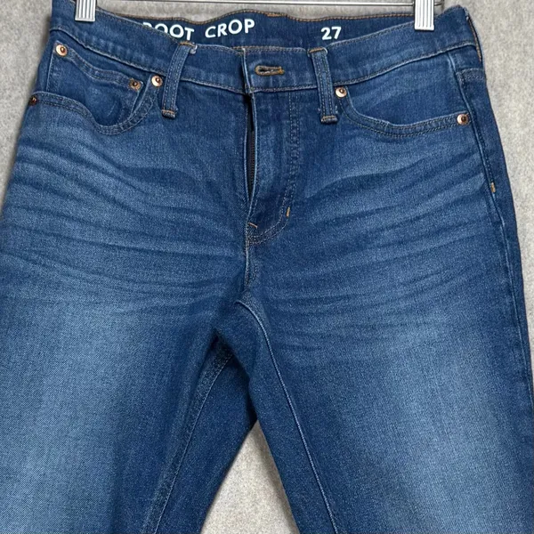 J.Crew Billie‎ Demi Boot Crop Jeans Womens 27 Medium Wash Raw Hem Minimalist - Image 3