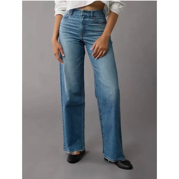 American Eagle Curvy Super High-Rise Baggy Straight Leg Jeans Size 2L - Image 13