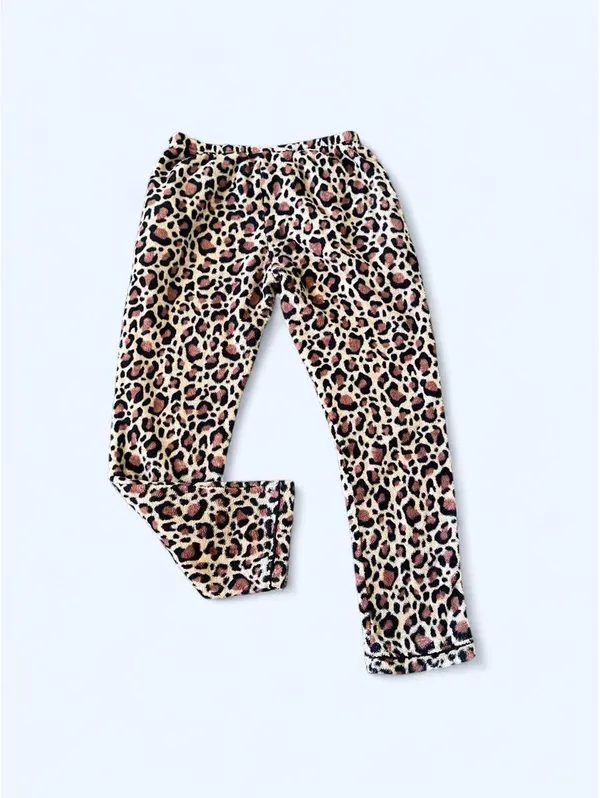 Vintage Y2K McBling Pajama Mania Leopard Fuzzy Pants size medium - Image 3