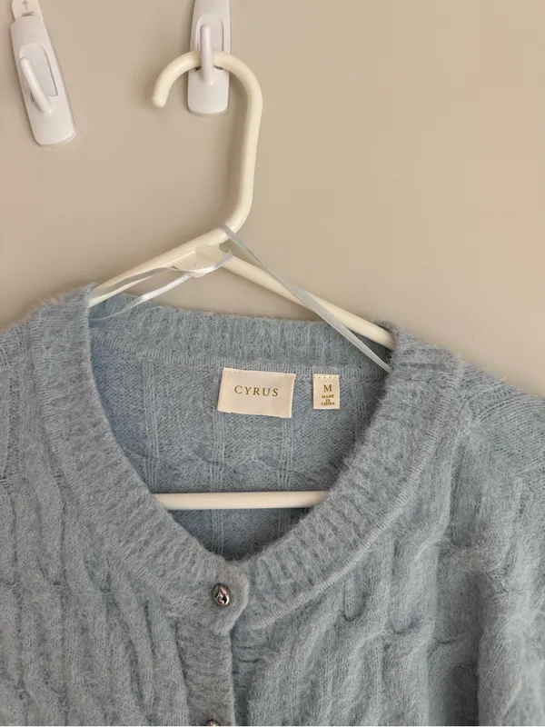 Cyrus Pale Blue Cable Knit Button Cardigan - Image 2