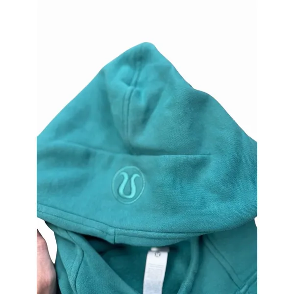 lululemon Scuba Pullover Hoodie Side Slit Logo Oversized Turquoise Blue XS/S - Image 3
