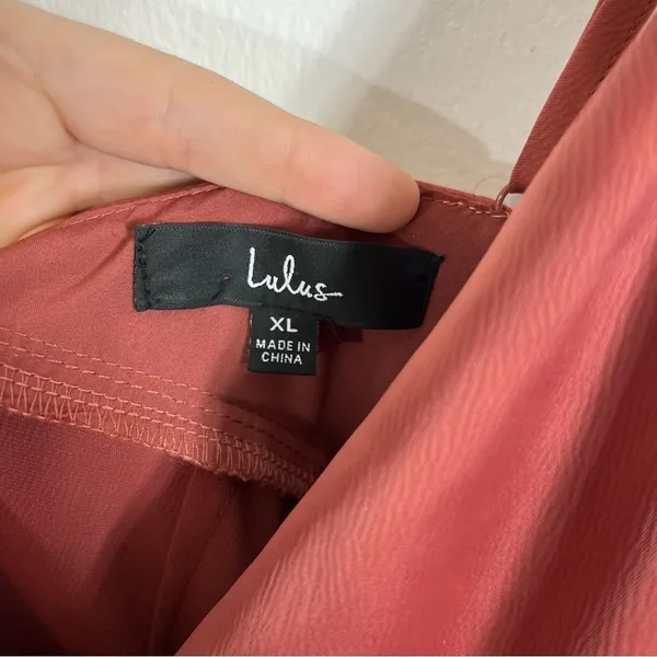 Lulu’s Outstanding Elegance Deep Rose Satin Surplice Maxi Dress Pink XL - Image 7
