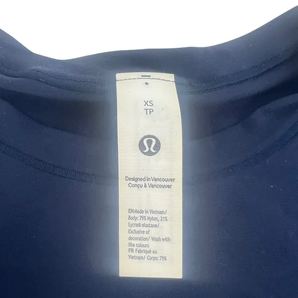 Lululemon‎ Wundermost Ultra-Soft Nulu Cropped T-Shirt Club Blue XS - Image 5