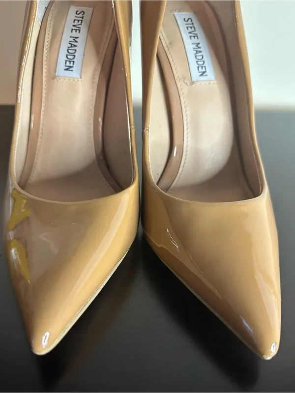 Steve Madden Vala Camel Patent Pointed-Toe Pumps - Image 8