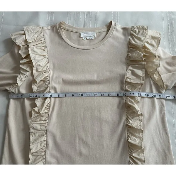 Anthropologie Karina Ruffle Top Size XL 100% Cotton Cream Ruffled Blouse Boho - Image 9