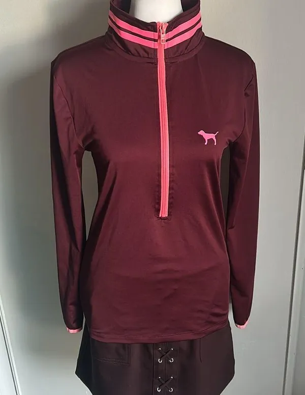 PINK Women’s Slim Fit Quarter Zip Pullover Athletic Workout Jacket - Image 3