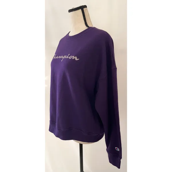 Champion Crewneck Sweatshirt | Purple Y2K Vintage | Size Large - Image 5