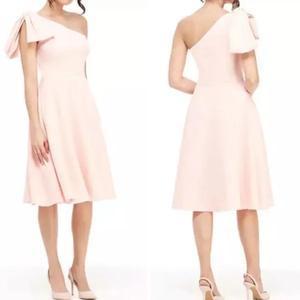 Gal Meets Glam Yvonne Light Pink One Shoulder Glam Wedding Guest Mini Dress - Image 2