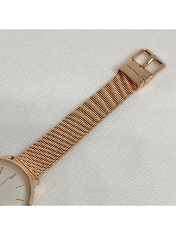 Rose gold tone women’s watch 28mm quartz analog adjustable mesh band running - Image 4