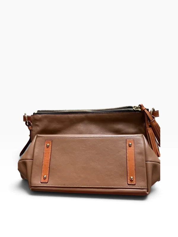 Dooney & Bourke smooth leather large hobo handbag mustard brown leather large - Image 5
