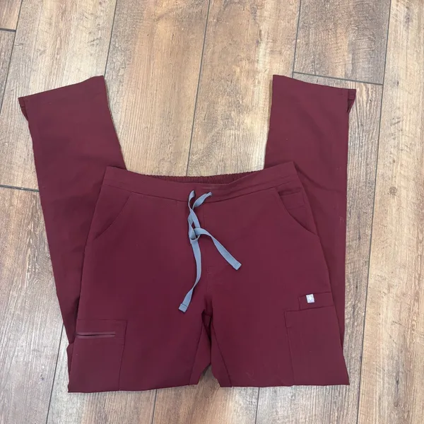 FIGS Scrub Pants Womens XS Burgundy Straight Leg Medical Hospital Nurse TW2000R - Image 2