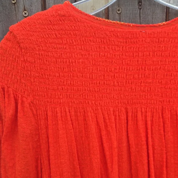 Free People Red Long Sleeve Embroidered Peasant Top - Image 8