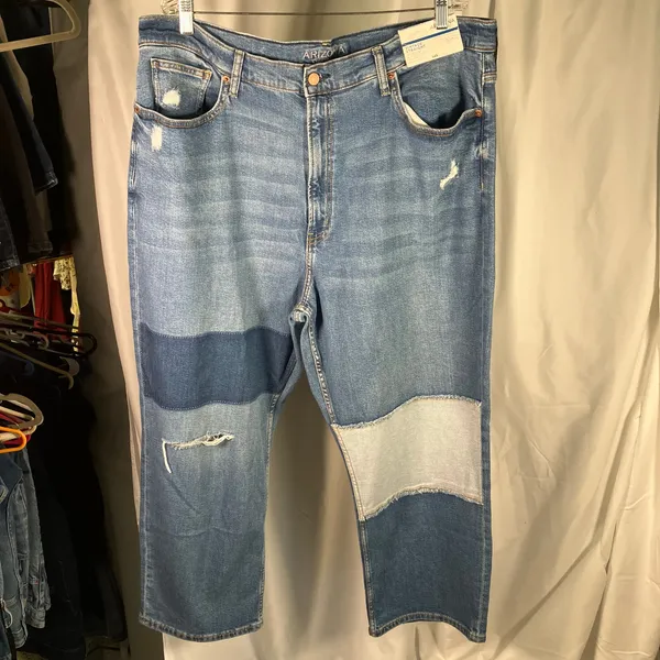 Arizona Jean Co Vintage Straight‎ Patchwork Distressed Jeans 23 New High Rise - Image 16