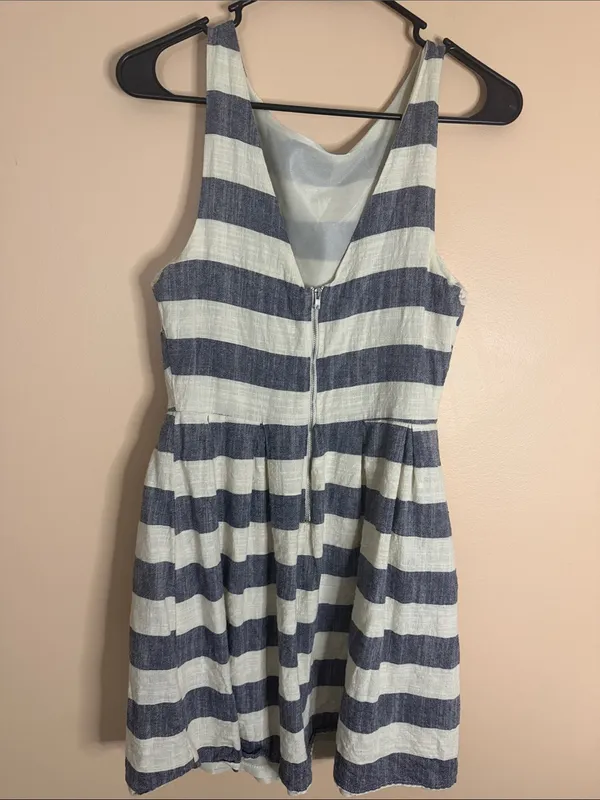 one clothing Navy and White Striped Mini Dress - Image 4