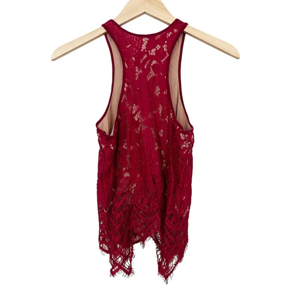 Express Red Lace Tank Top Sz XS - Image 4