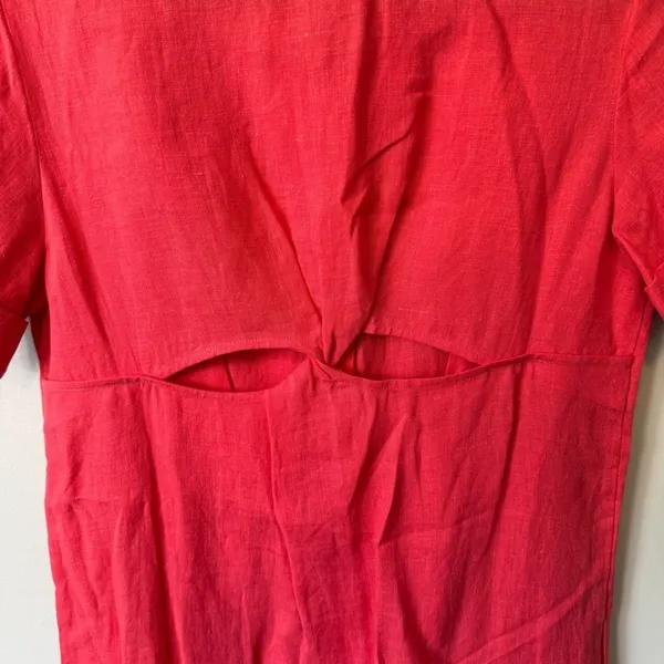 Maje Size 38 Cutout Twisted 100% Linen Midi Shirt Dress‎ - Image 8