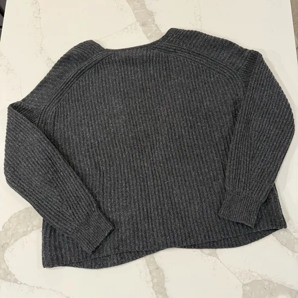 Madewell Redford Merino Wool Blend Chunky Cardigan Sweater Womens Large Charcoal - Image 8