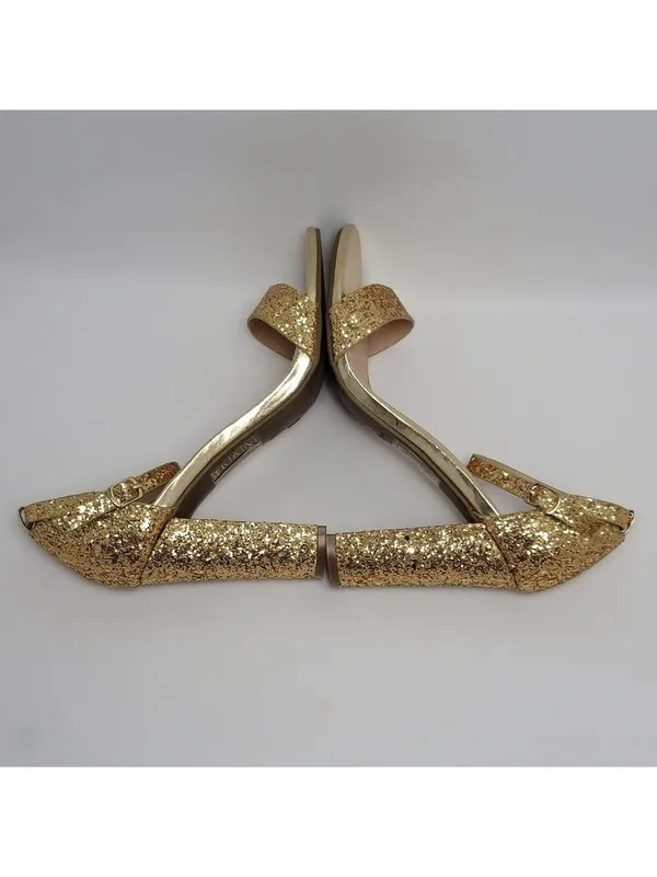 J Adams Shirley Gold Glitter Ankle Strap Heeled Sandals Size 8.5 - Image 8