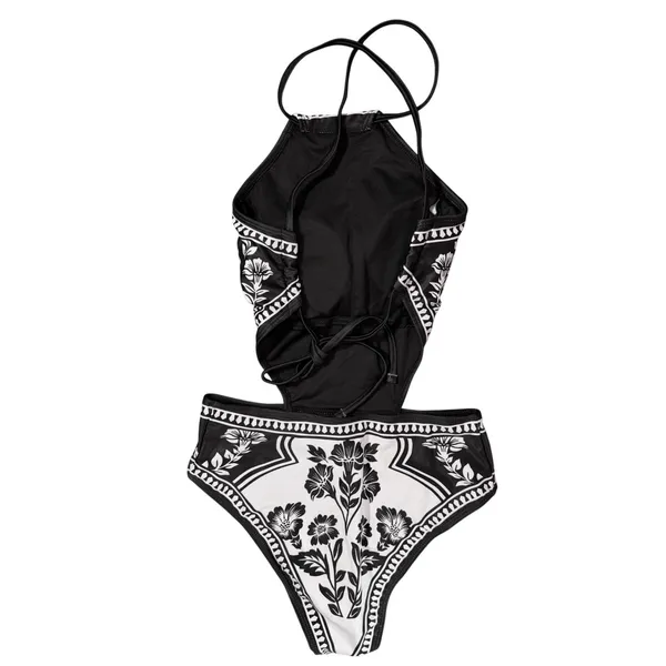 NWT SweatyRocks Tropical Print Halter One Piece Cut Out Swimsuit Small - Image 7