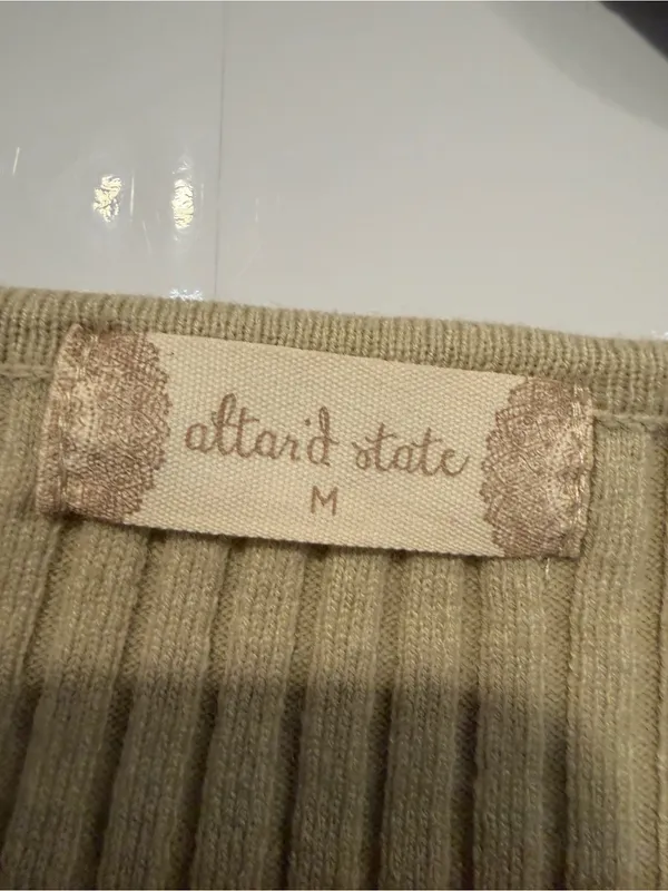 Ribbed Scoop Neck Cropped Long Sleeve Top -‎ Cream Altar’d State - Image 2