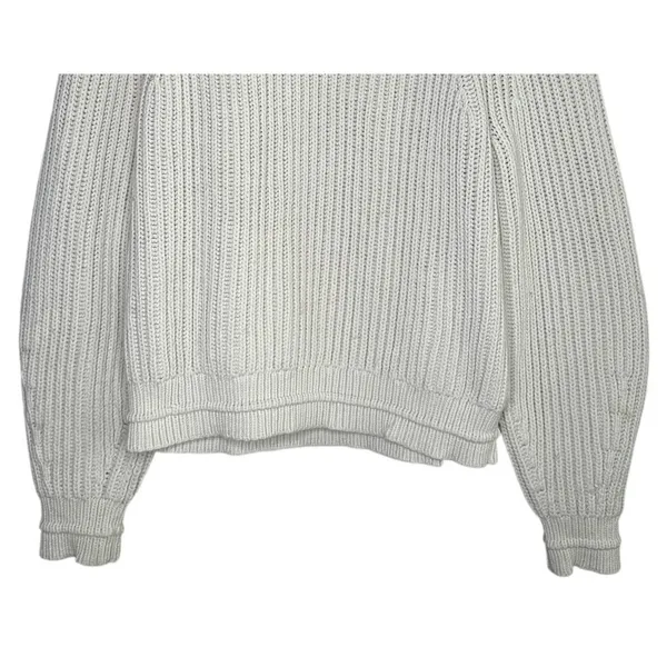 J.Crew Chunky Ribbed Crewneck Long Sleeve Pullover Sweater Stretch M Cream - Image 4