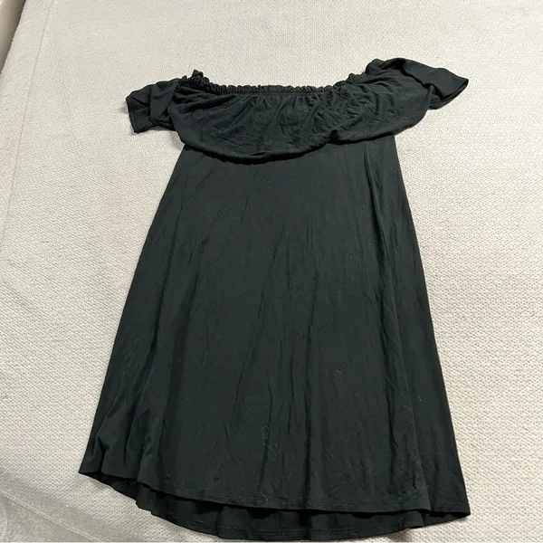 Abercrombie & Fitch Black Ruffle Trim Off the Shoulder Dress Size Small - Image 4