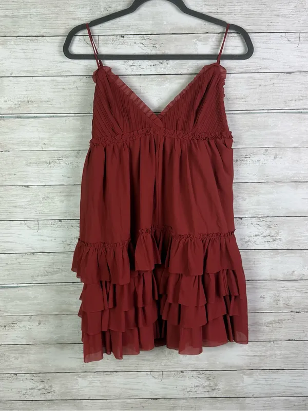 Lulus Asuka Rust Ruffled Tiered Mini Dress Size Small - Image 3
