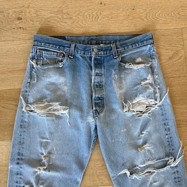 Levi's Jeans Distressed Ripped Size 36 Blue - Image 2