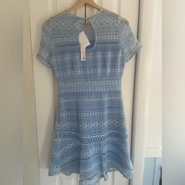 French Blue Lace Sheath Mini Dress - Image 2