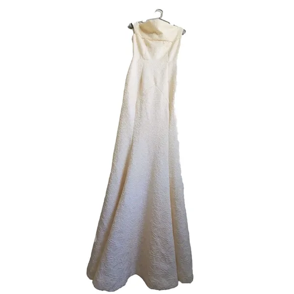 Muxxn White Dress Women Size Small Fit Flare Cream White Boat Neck Mermaid Prom - Image 7