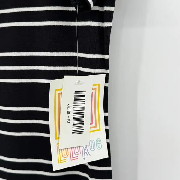 Lularoe Julia dress women's M pencil stripe jersey knit sheath black white NEW - Image 6