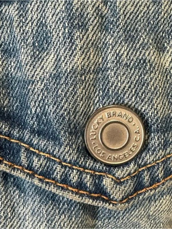 Lucky Brand Oversized Sherpa Lined Denim Trucker Jacket XL Y2K Boho - Image 8