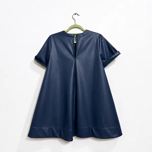 Maeve Emmy Navy Faux Leather A Line Mini Swing Dress XS NWT - Image 9