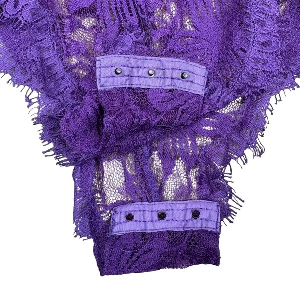 Vintage Victorias Secret Gold Label Purple Floral Lace Bodysuit Bows Size Large‎ - Image 4