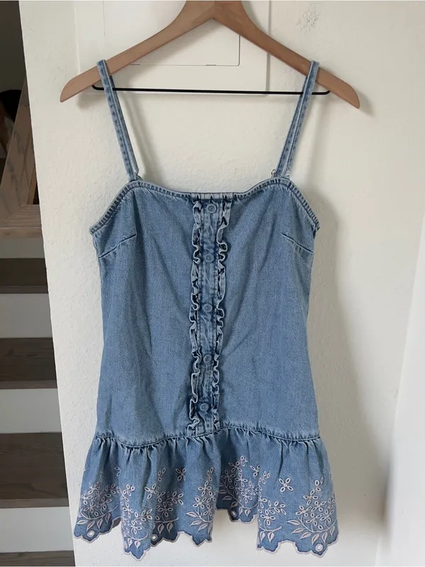 Anthropologie Damson Madder Lana Drop-Waist Mini Dress in Blue Denim - Image 4