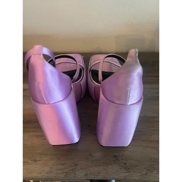 Versace Platform 170mm Satin Lilac Purple Sandals - Image 4