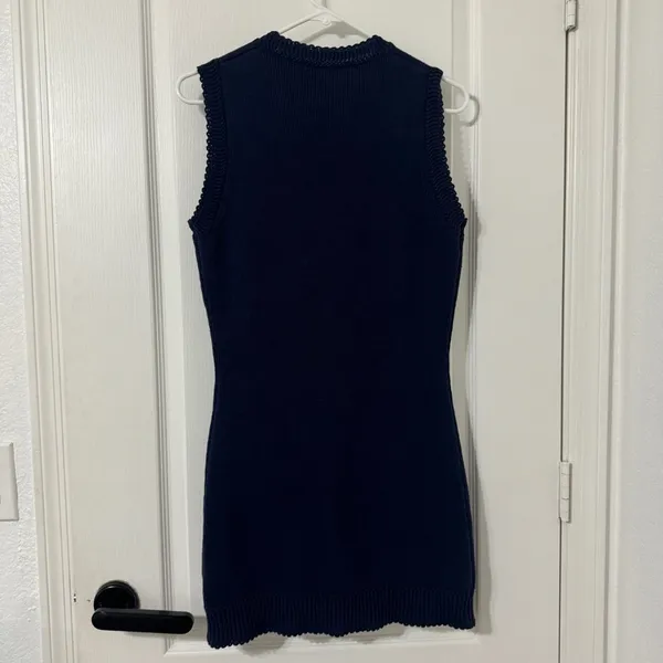 Reformation Catalina Cotton Sweater Mini Dress in Navy Size L - Image 7